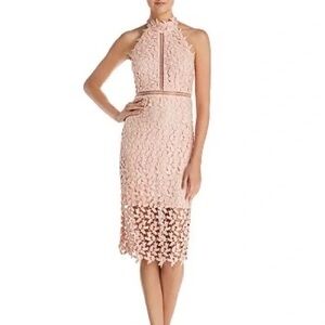Bardot Gemma Floral Lace Dress in Blush Pink